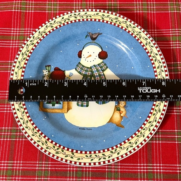 Vintage Jolly Snowman by Debbie Mumm Salad Dessert Plates Set of 4 - 8 1/4 - Picture 6 of 9